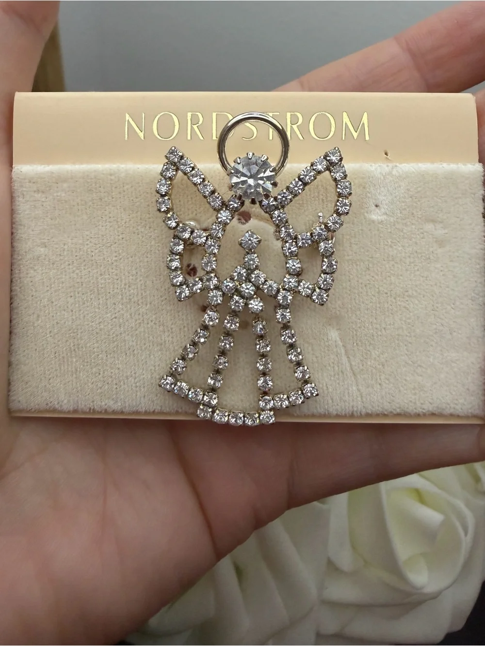 Nordstrom Silver Crystal Angel Brooch